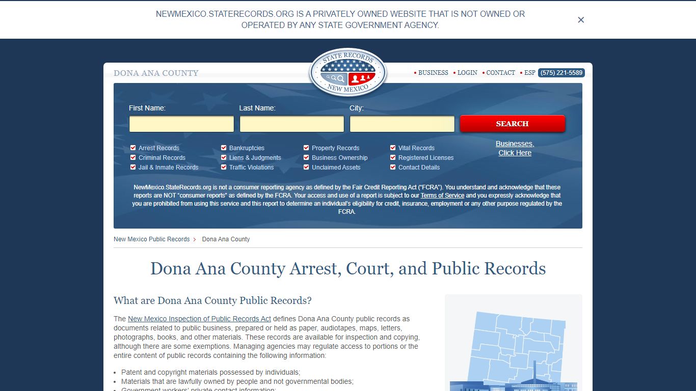 Dona Ana County Arrest, Court, and Public Records